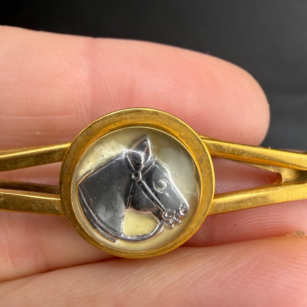 Vintage Tie Clip Gold Equestrian Horse Head
